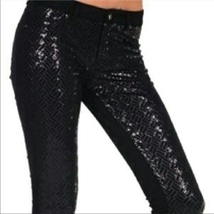 Blank NYC Sequin Front Denim Glam Rock Jeans -BLK